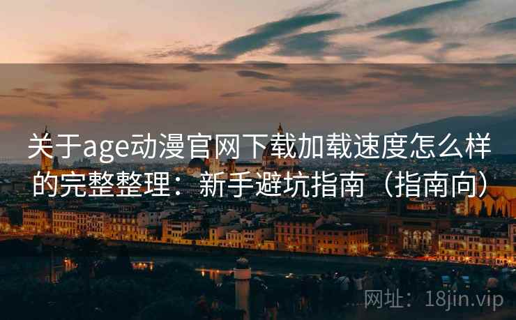 关于age动漫官网下载加载速度怎么样的完整整理：新手避坑指南（指南向）