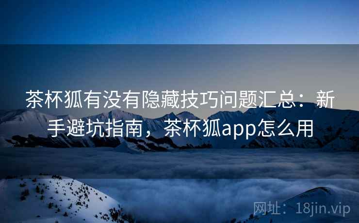 茶杯狐有没有隐藏技巧问题汇总：新手避坑指南，茶杯狐app怎么用